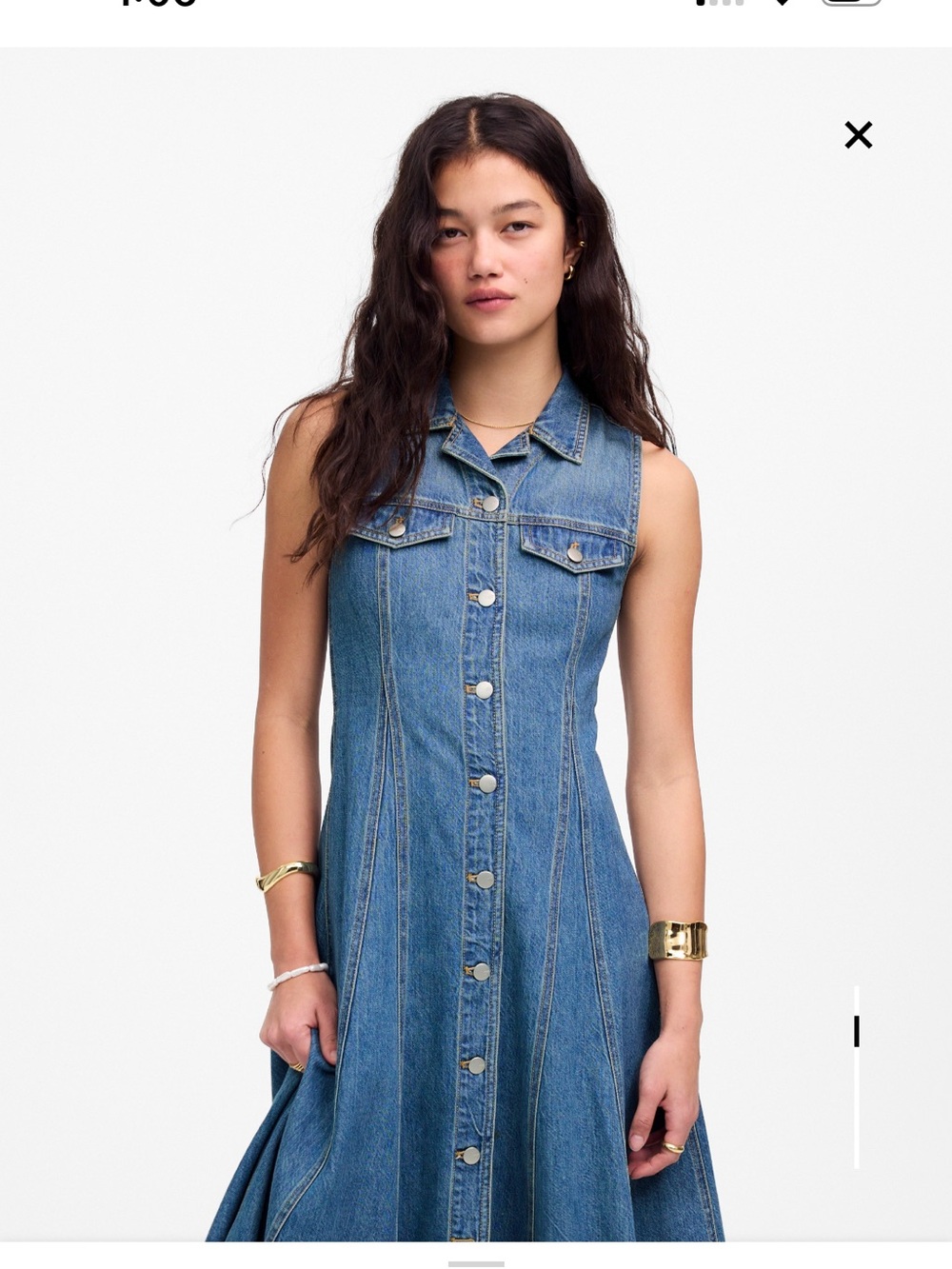 New! Madewell Pleated Midi Shirtdress in Billings Wash: Airy Denim Edition